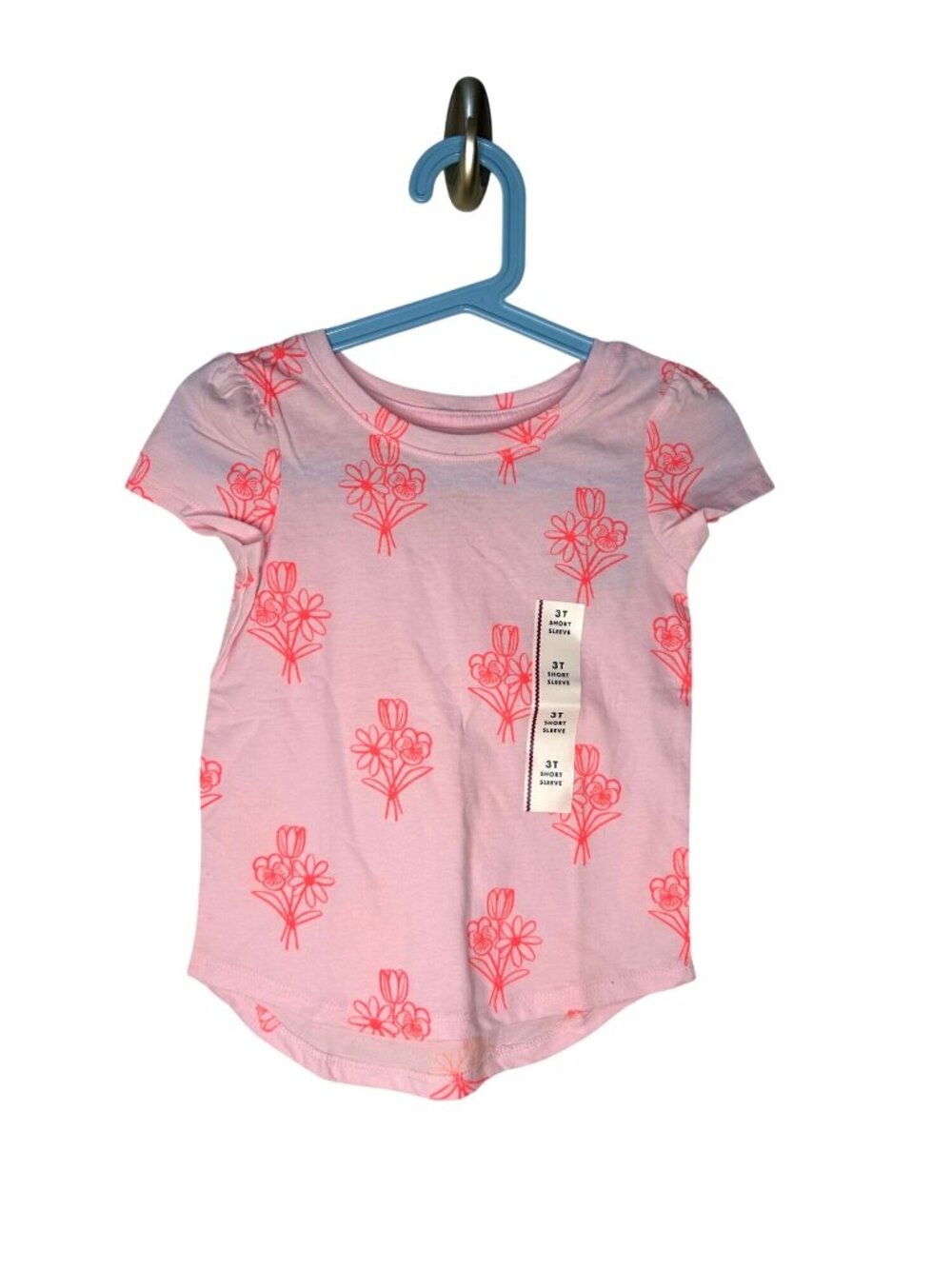NWT Toddler Girls' Short Sleeve Flowers T-Shirt - Cat & Jack Light Pink 3T